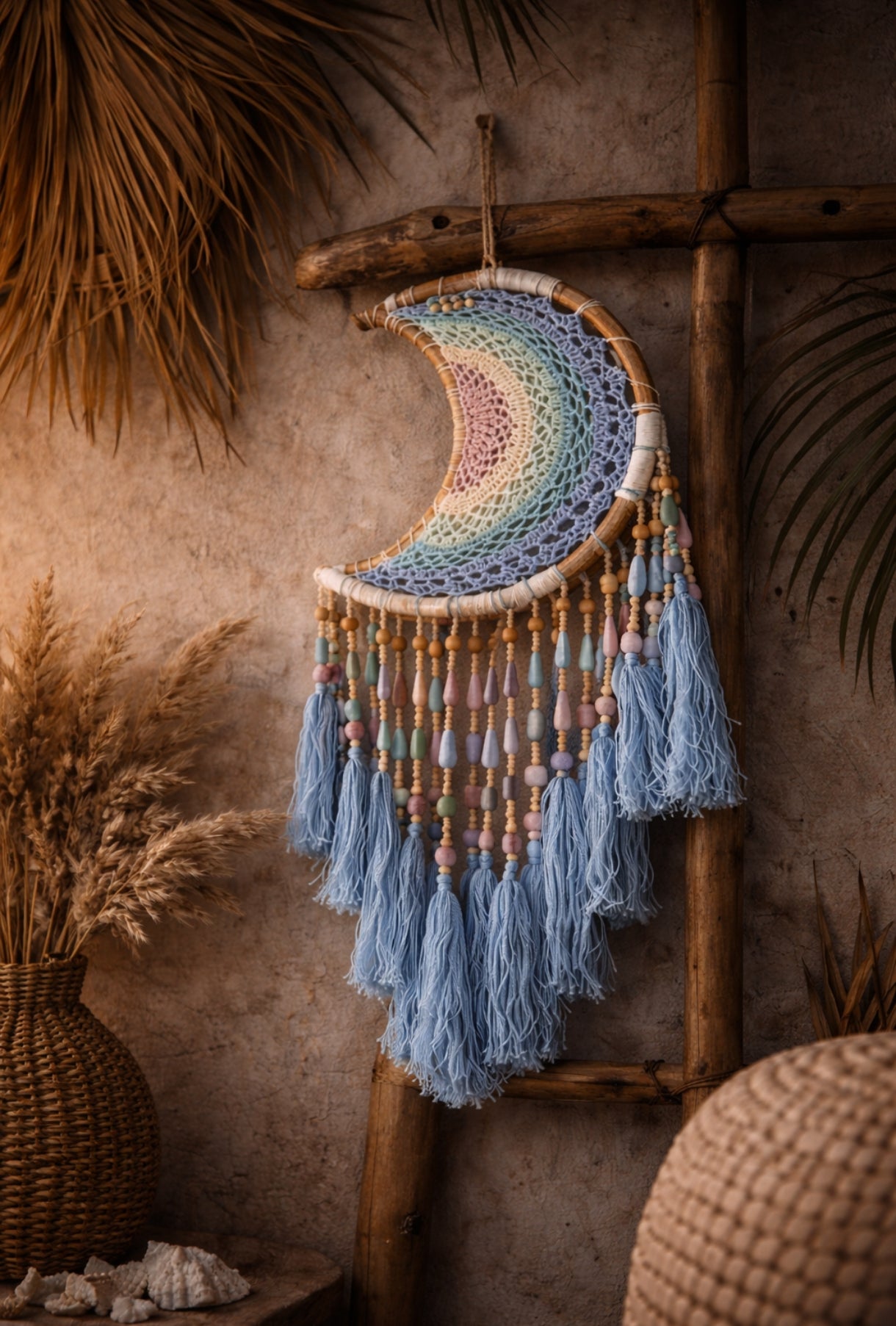 Attrape-Rêves Lune Pastel- Fait Main