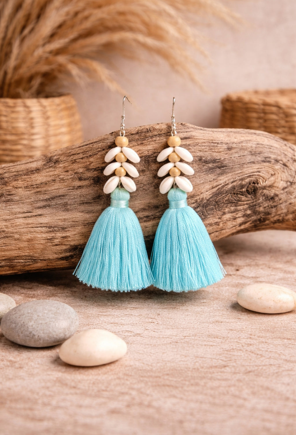 Boucles d’oreilles bohème à pampilles naturelles