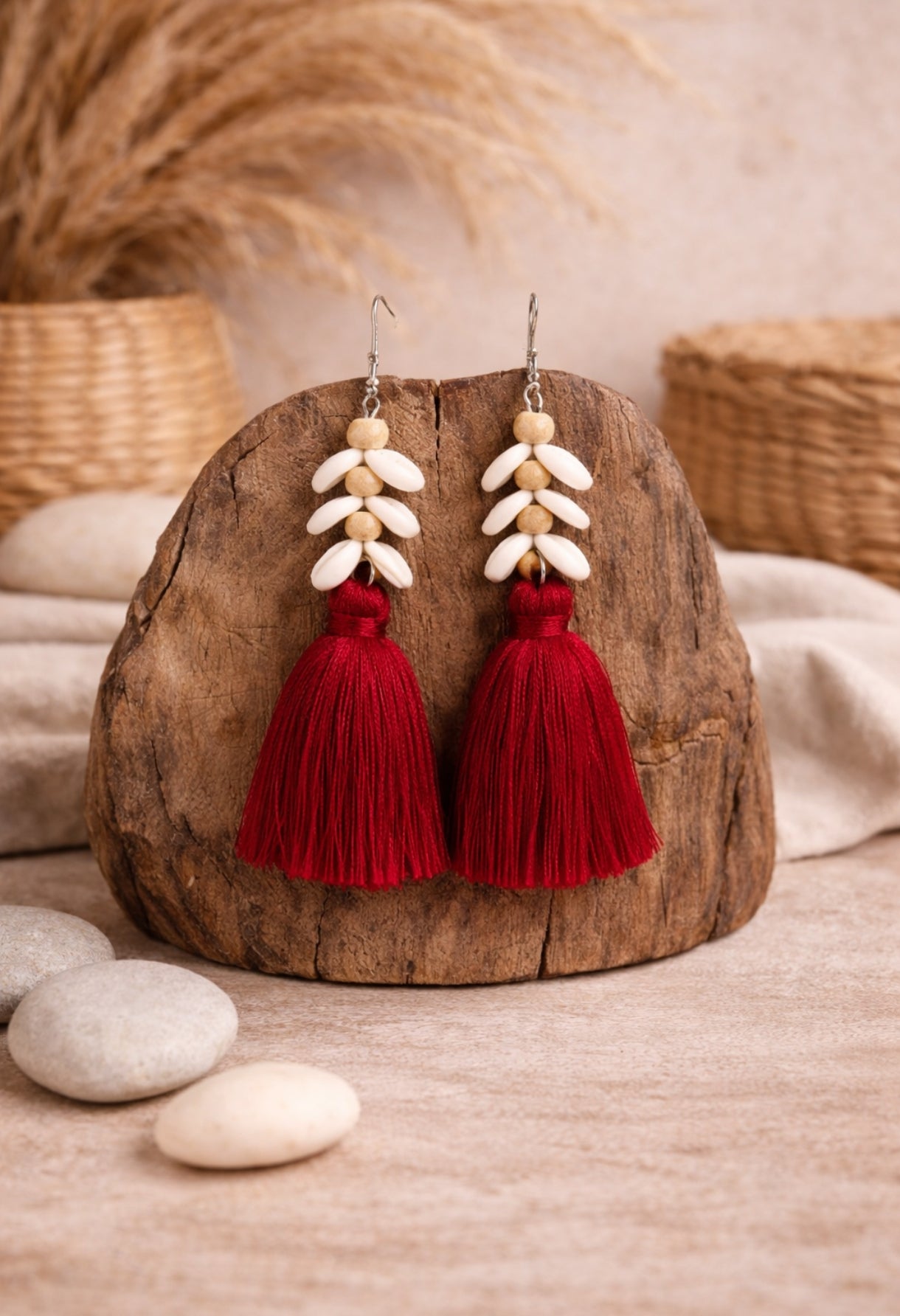 Boucles d’oreilles bohème à pampilles naturelles