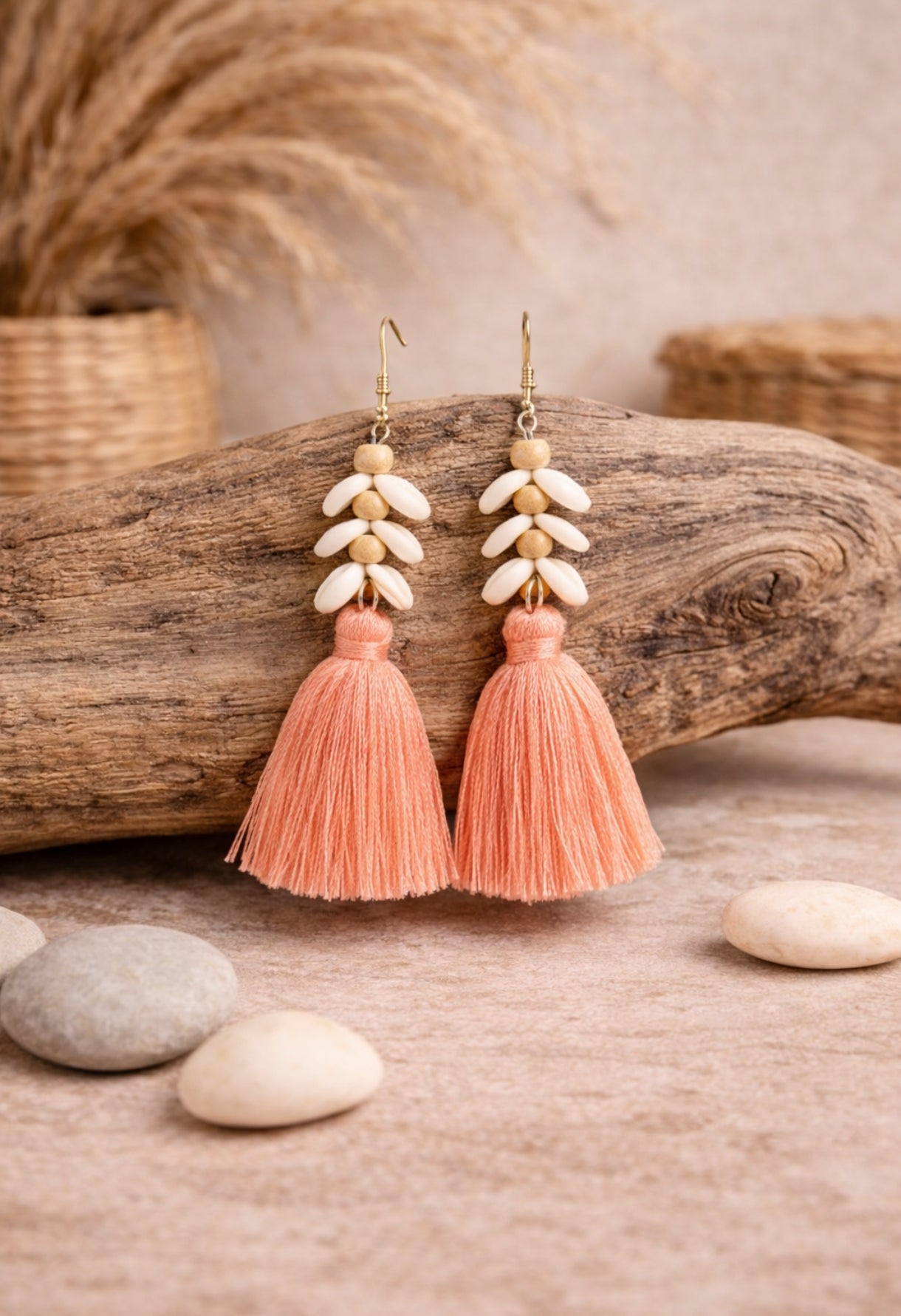 Boucles d’oreilles bohème à pampilles naturelles
