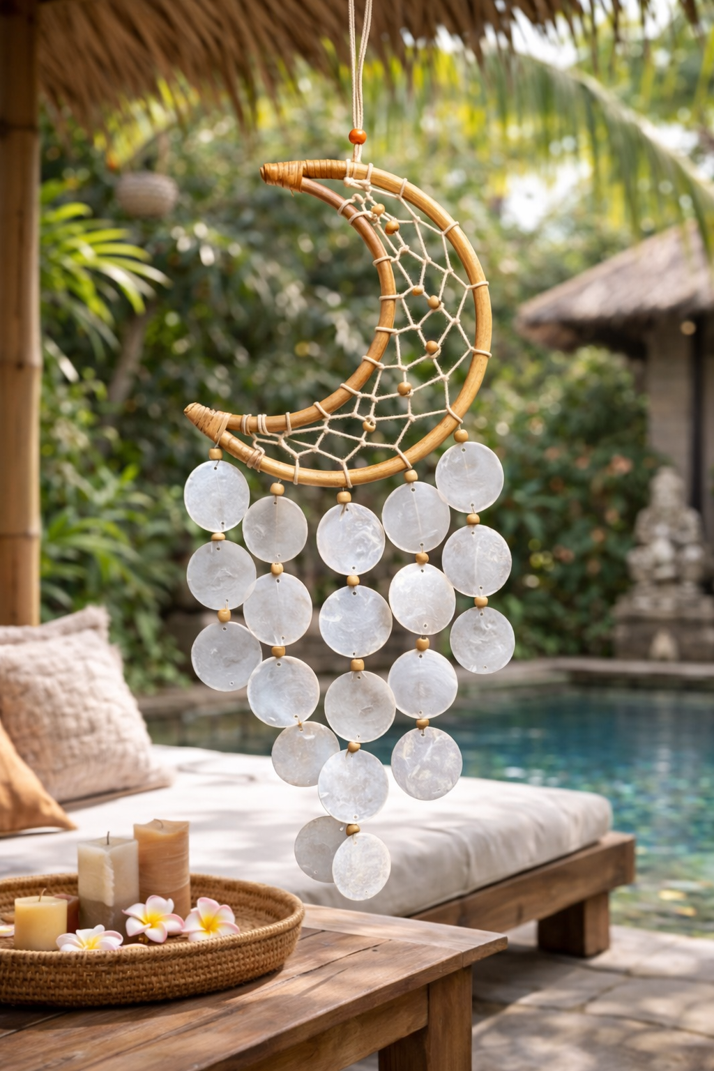 Attrape-rêves Demi Lune Pampilles en Nacre-Fait Main