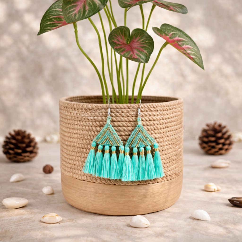 Boucles d'oreilles perles de Miyuki et pompon
