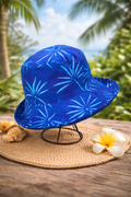 Chapeau en tissus Batik Bleu - Fait Main