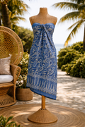 Sarong Batik Motifs Gouttes Bleu/Violet
