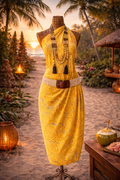 Sarong Batik Motifs Spiralés Jaune