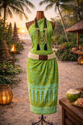 Sarong Batik Motifs Feuillages Vert