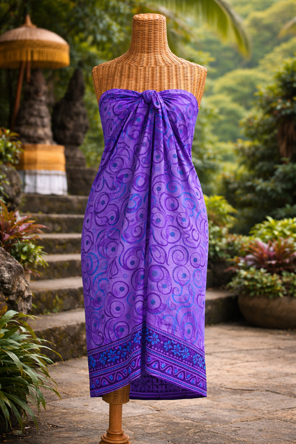 Sarong Batik Motifs Cercles Violet